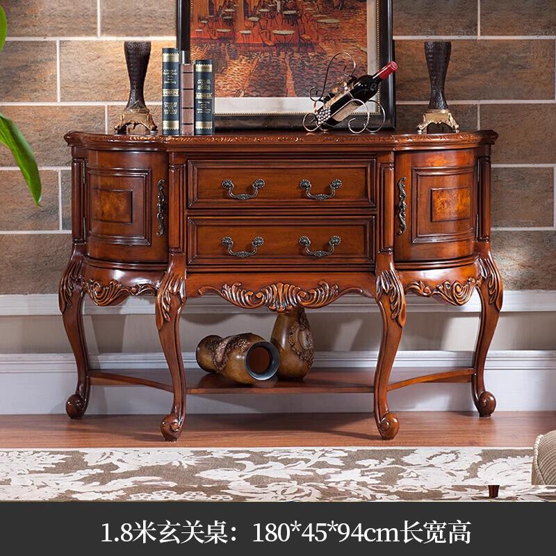 Solid Wood Entrance Table Retro Foyer Decorative Entrance Cabinet European Entrance Storage Table