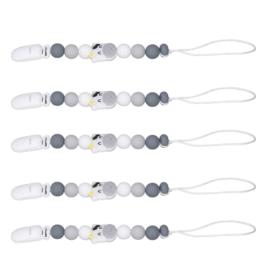 5Pcs Baby Pacifier Clip Food Grade Silicone Prevent Falling Easy To Clean Pacifier Chain for Toddler