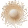 Handwoven Straw Hat with Raw Edges and Wide Brim, Hawaiian-Style Costume Prop, White