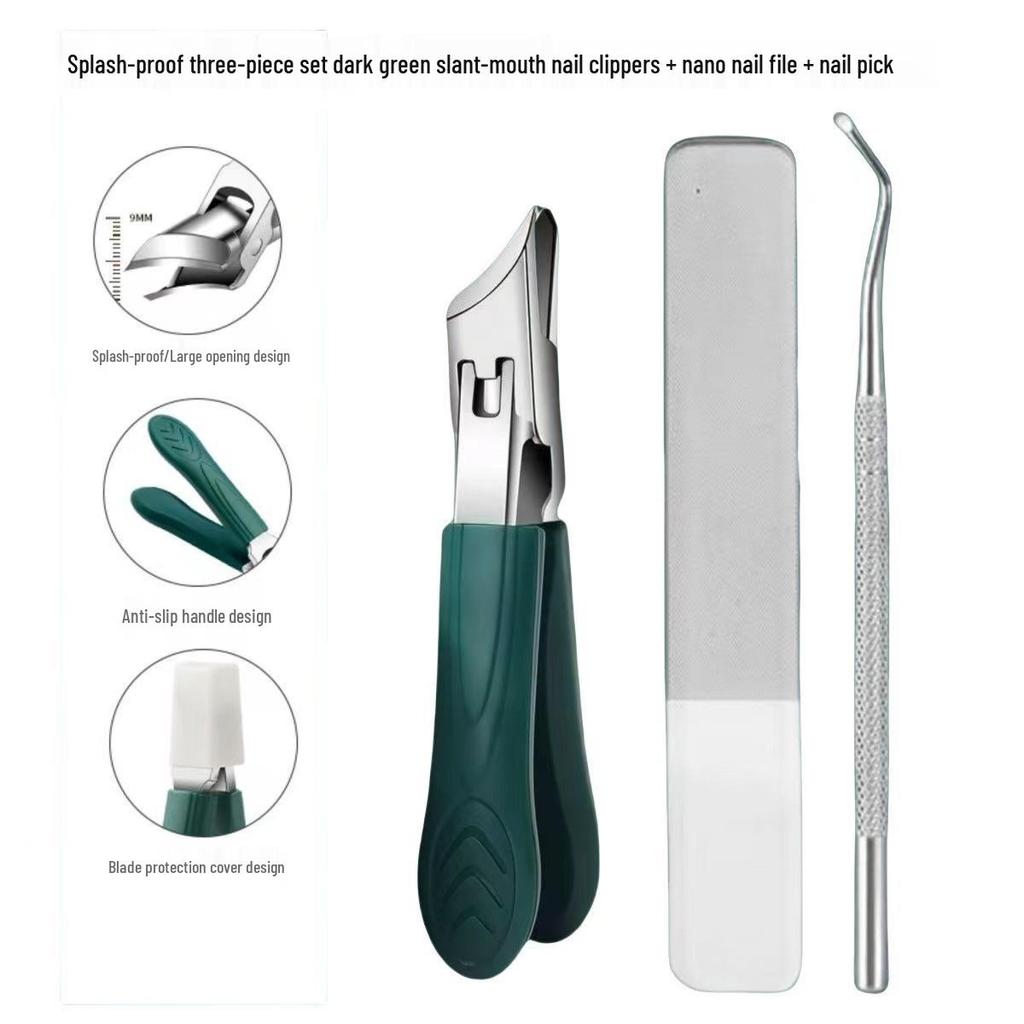 Super Sharp Oblique Nail Clippers: Large Opening, Anti-Splash, Pointed Mouth for Ingrown and Thick Toenails