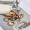Yori Modern Minimalist Smooth Stainless Steel Plain Ring Metal Stylish Statement Gold Plated Jewelry Waterproof