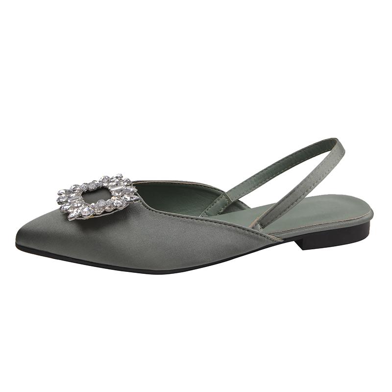 Mode Låg Klack Strass Sandaler Damskor 2024 Nya Sommar Mode Fyrkantiga Klackskor för Kvinnor Sandalias De Mujer