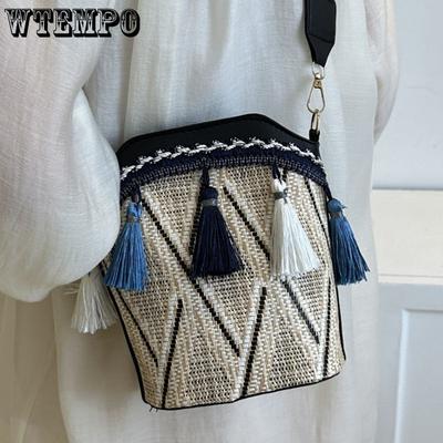 Ethnic Bucket Bag for Women Tassel Single Shoulder Crossbody Bag for Women Fashion Versatile Bucket Bag for Women
