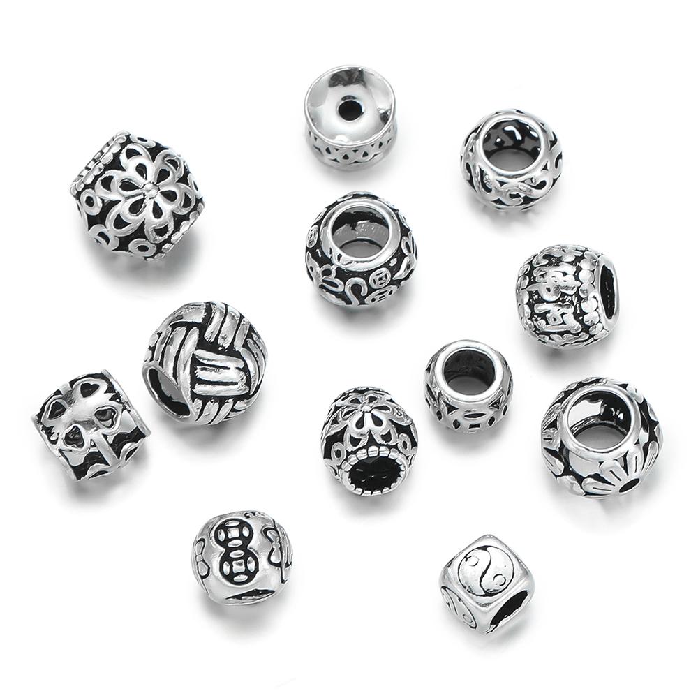 1pcs/lot 925 Sterling Silver Various Shape Silver Color Beads For DIY Jewelry Necklace Bracelets Making Supplies Accessories