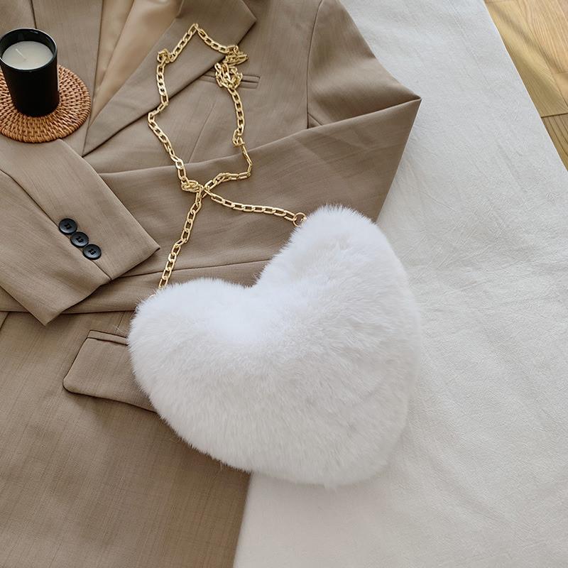 

Женская современная меховая сумка Стильный мягкий плюшевый кошелек на цепочке Идеально подходит для повседневного использования белый