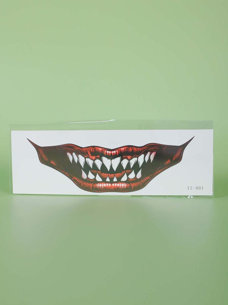 Body Art Colorful Halloween Horror Big Mouth Face Terrifying Pranking Tattoo Sticker Funny Makeup Party Waterproof Color Sticker