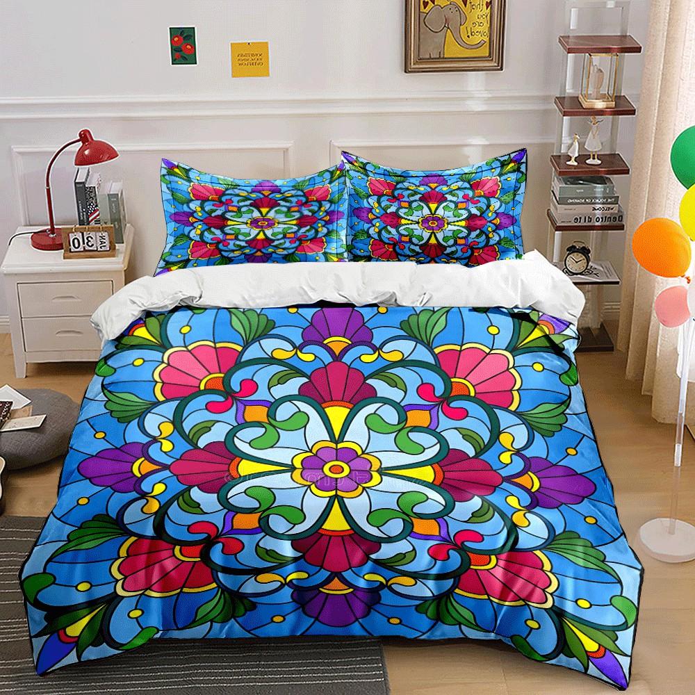 Colorful Floral Pattern Themed Set Exquisite Three-Piece Bedding Set Gift For Kids And Adults