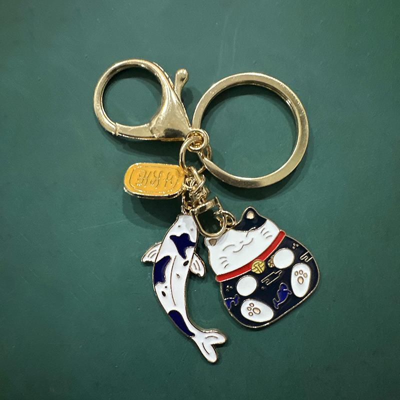 Portachiavi Gatto della Fortuna Pesce Portachiavi Gatto Creativo Zampa di Gatto Portachiavi Metallo Ciondolo Personalità Carina Borsa Auto Ciondolo Accessori Borsa