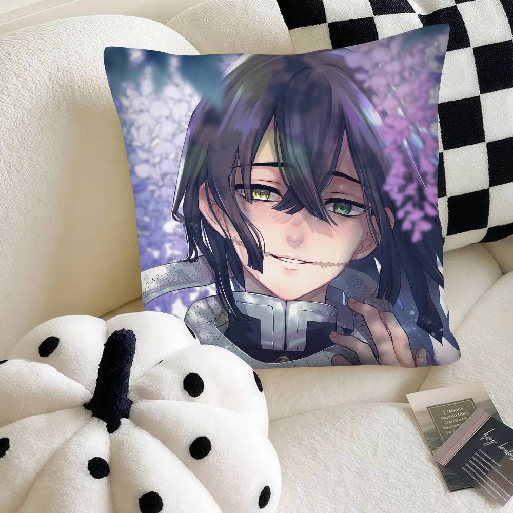 Anime Demon Slayer Obanai Iguro Kissenbezug Mode Quadratischer Kissenbezug Schlafzimmer Sofa Raum Ins Dekoration Freizeit