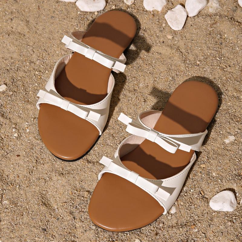 N Nü Age Reduction Bow Flat Slippers Summer Fashion Casual Lightweight Outdoor Sandals