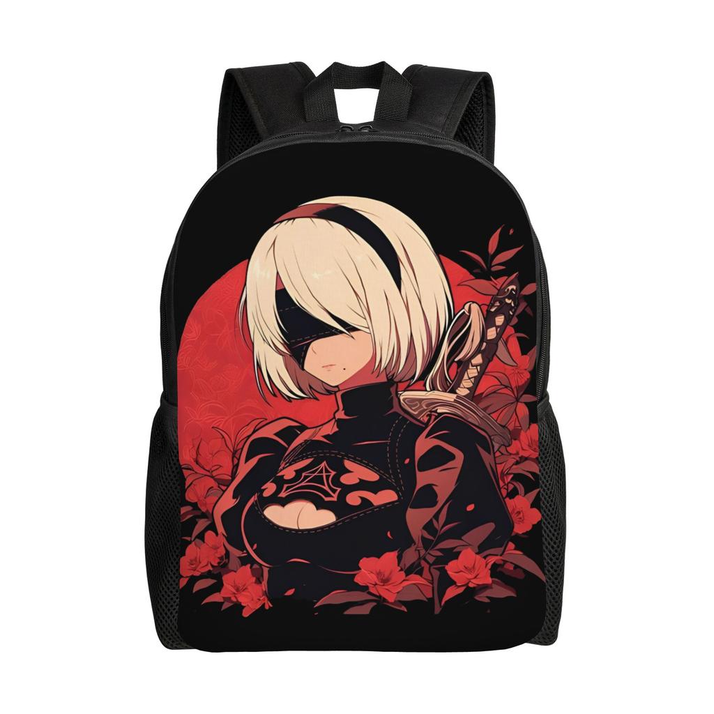 NieRs 2B Japan Ink AO DEN Backpack for Men Women Teenage High School Business Daypack Laptop Shoulder Bag with Pocket