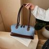 Retro Denim Blue Bag Women's New Shoulder Armpit Bag Simple and Fashionable Large-capacity Portable Baguette Bag