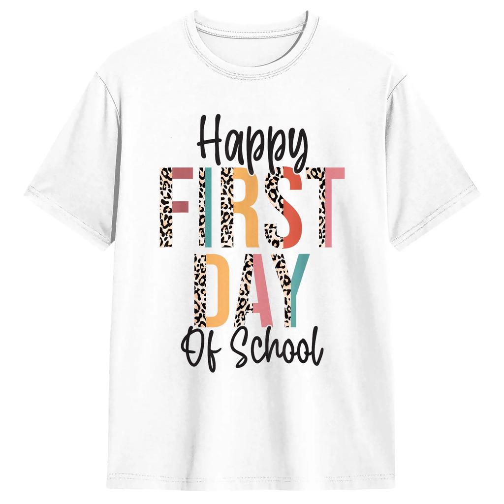 Happy First Day of School 100 Cotton T-Shirt For  Summer  Aesthetic T-Shirts O-Neck Novelty Tee Shirt Big Size Cheap Tops