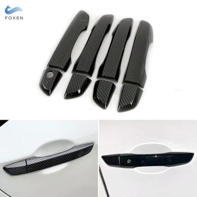 Carbon Fiber Texture / Glossy Black Car Styling Exterior Door Handle Cover For Honda Civic 10th 2016 2017 2018   LHD