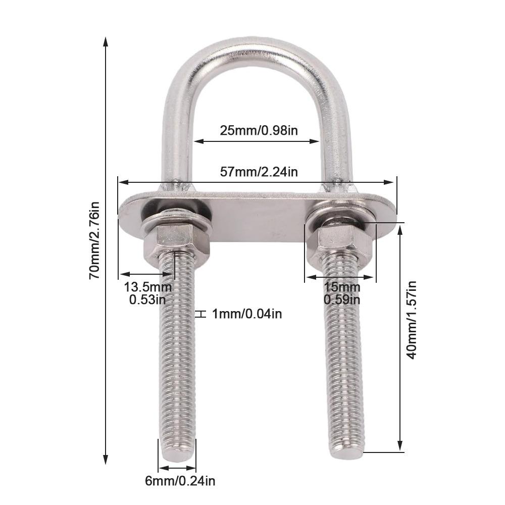4pcs Premium Round U Bolts Durable Steel U Bolts U Bolt Hardware  For Attaching Pipe Conduit Cable
