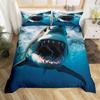 Shark Duvet Cover Queen Marine Life Comforter Cover Blue And White Cartoon Shark Bedding Set Nautical Ocean Theme Quilt Cover