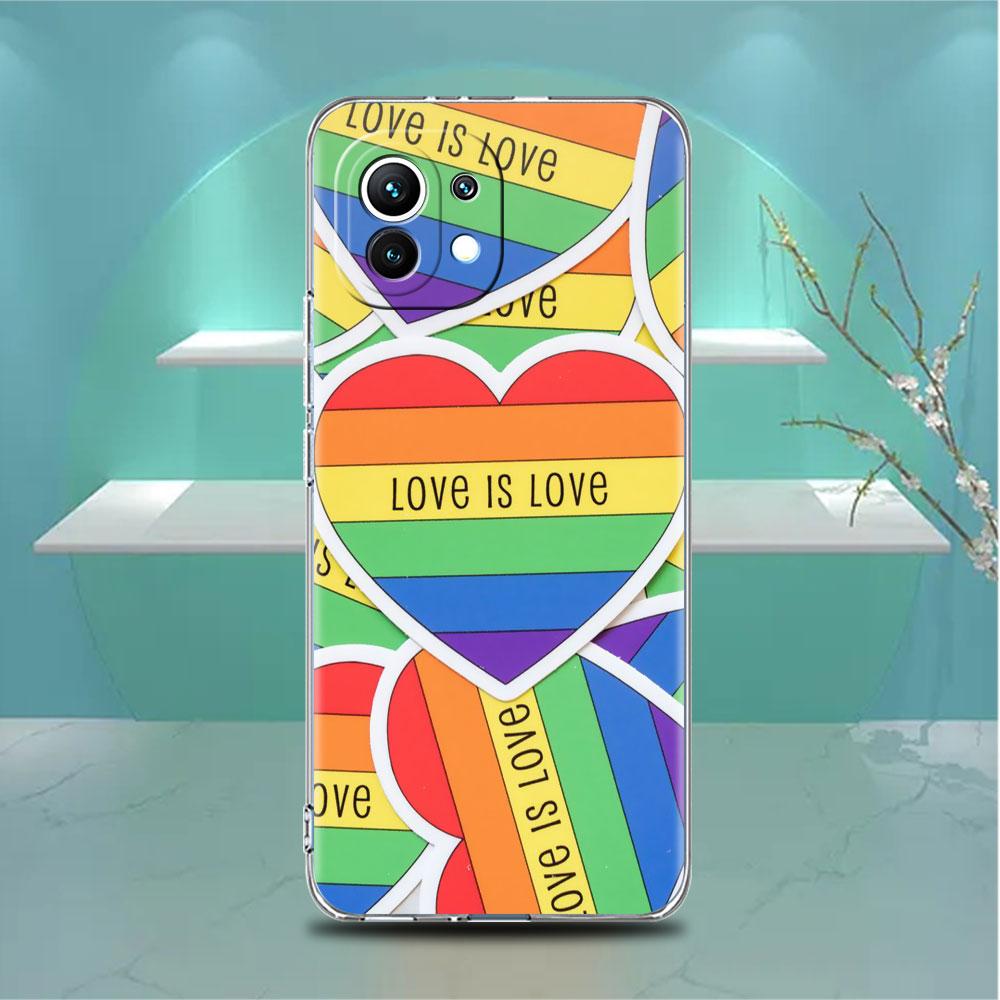 

Прозорий чохол для Xiaomi Mi Poco X3 NFC M3 Pro F3 F1 11 Lite 12 Note 10 11T 9T Transparent Phone Cover LGBT Peace And Love Redmi Note 9S
