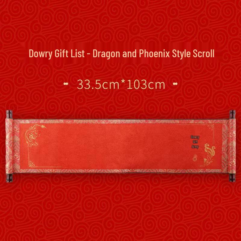 High-Quality Chinese Wedding Dowry Gift Scroll - Festive Red Bride s List