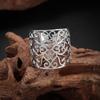 European and American Style Domineering Retro Fashion Ring with Adjustable Stainless Steel Hollow Pattern Ring Opening
