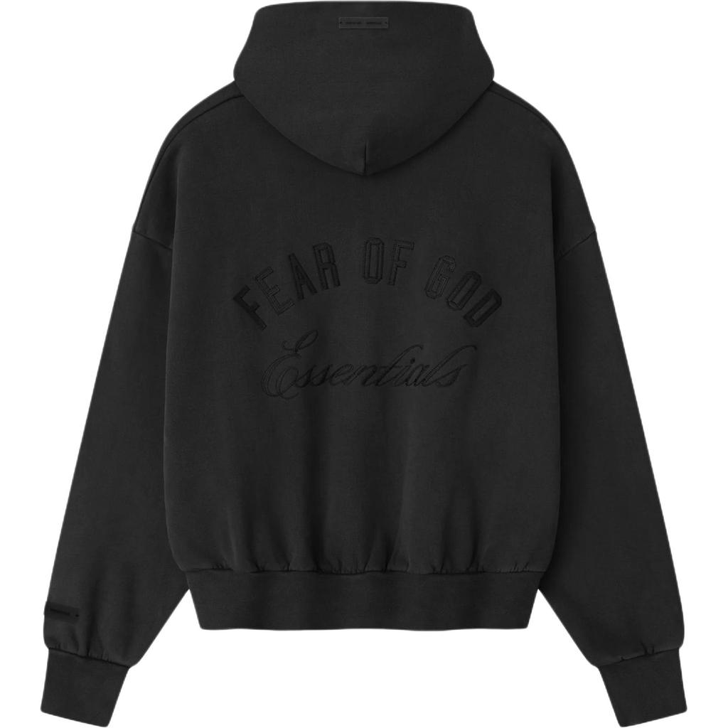 Fear of God Essentials Embroidered Classic Full Zip Hoodie Vintage Black Men Tops 192HO254782F