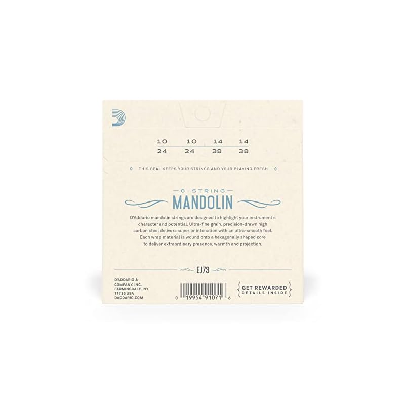 D'Addario Mandolin Strings, Phosphor Bronze, Light, .010-.038 EJ73 [Domestic Genuine Product]
