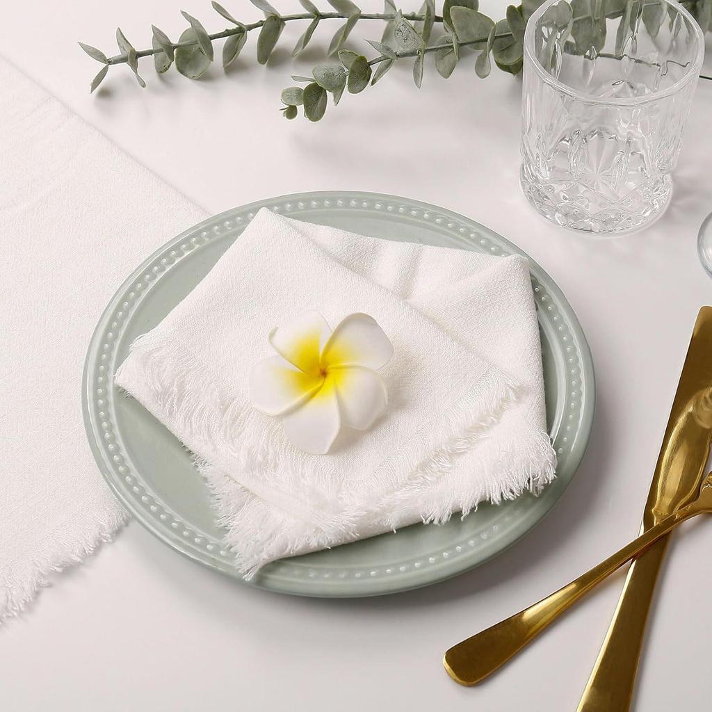 Sub-Cotton Linen Napkin with Tassels for Elegant Dining & Photography Decor