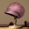 Autumn and Winter New Women's Knitted Hat Winter Thickened Rabbit Fur Medium and Old Hat Fleece Ear Protector Wool Hat