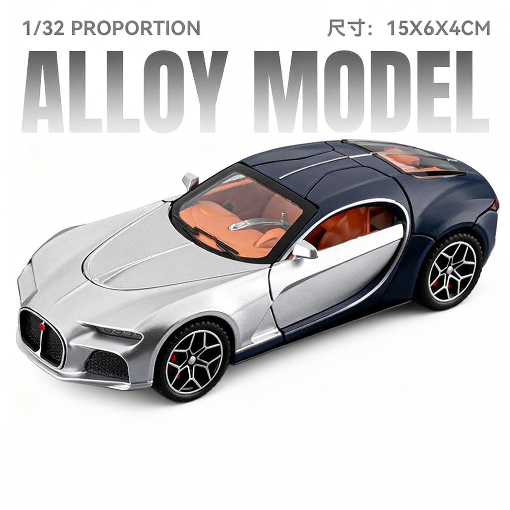 1/32 Bugatti Atlantic Alloy Sports Car Model Diecast Metal Racing Vehicles Car Model Sound and Light Simulation Collection Kids Toy Gift