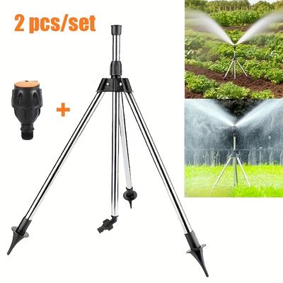2 Stück/Set höhenverstellbarer 360° automatisch drehender Rasensprenger mit Teleskopstativ, große Reichweite für Garten, Rasen, Bauernhofbewässerung