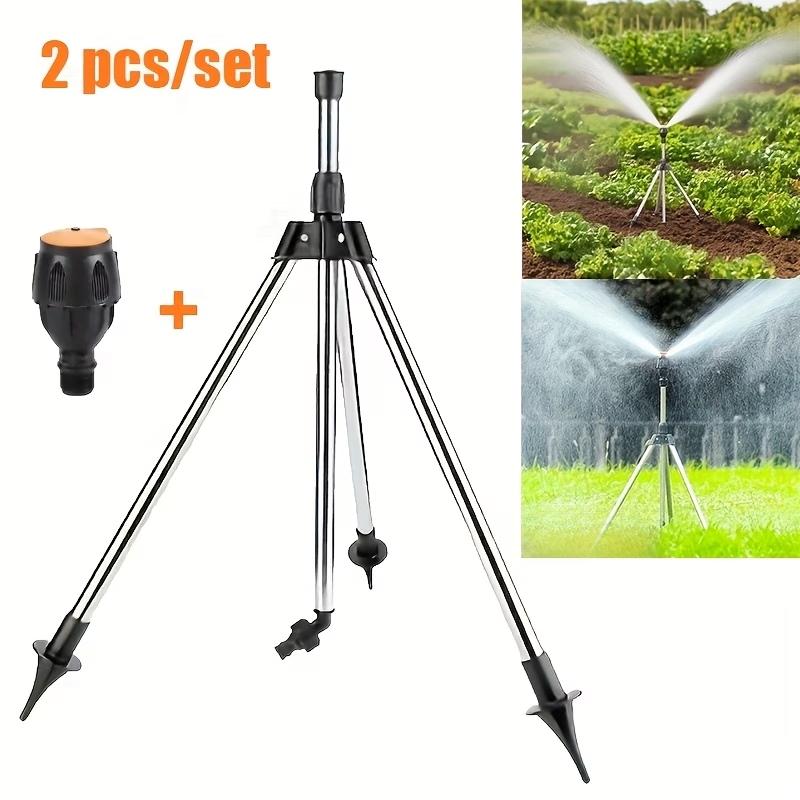 2Pcs/Set Height Adjustable 360° Auto Rotating Sprinkler with Telescopic Tripod, Large Coverage for Garden Lawn Farm Irrigation