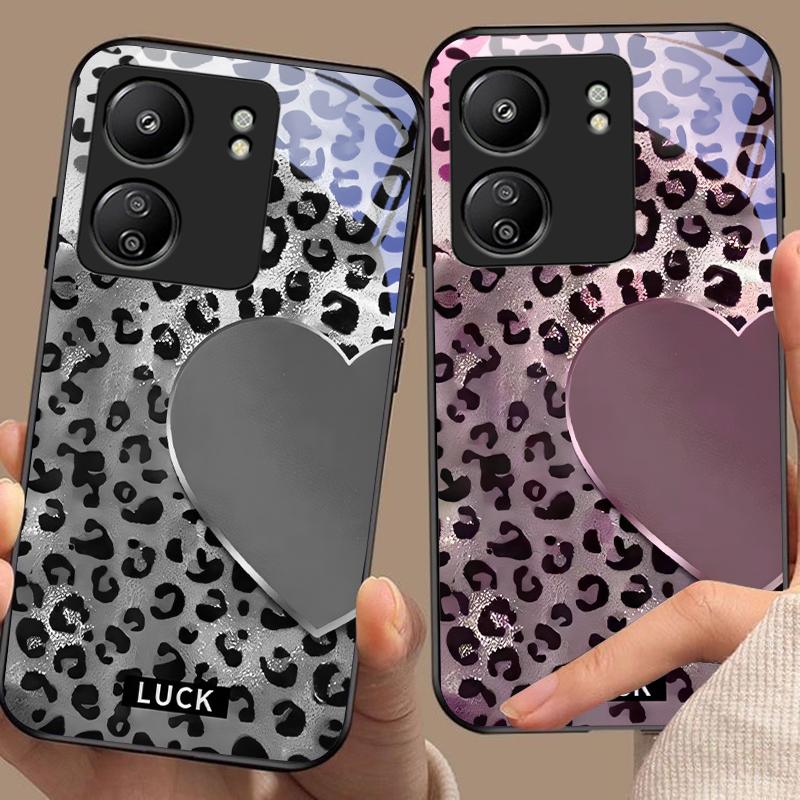 Speckled Love For Xiaomi Redmi 13C Note13 12 Pro Plus 5G Note 9 13T Pro POCO X6 F5 F6 Black Tempered Glass Phone Case
