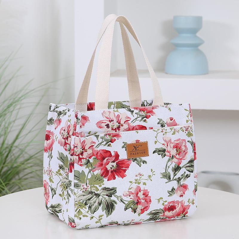 Thickened Large-Capacity Tote Bag Insulated Lunch Box Bag Outdoor Camping Lunch Canvas Bag Handbag for School Work Travel Picnic