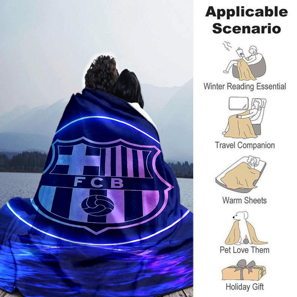 1pc FC Barcelona Soft Warm Throw Blanket Nap Blanket For Couch Sofa Office Bed Camping Travel,Comfortable