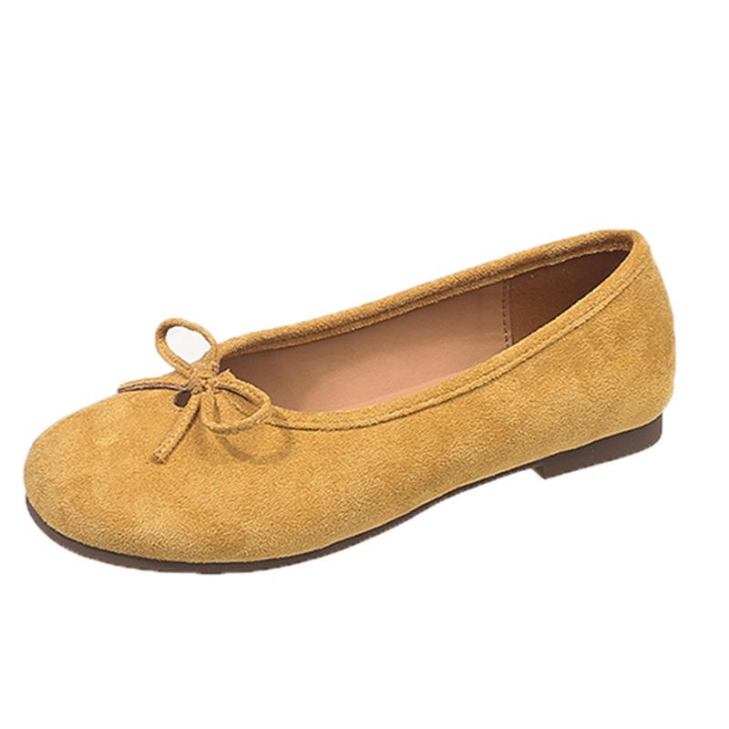 Flat shoes round head candy color suede single shoes 2025 early spring ballet shoes temperament evening shoes grandma shoes