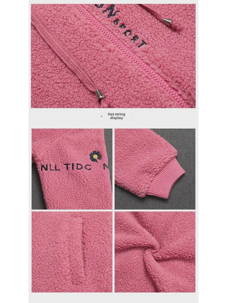 Lambskin Women's Casual Loose Korean-Style Mid-Length Thickened Velvet Sweater Coat, 2022 Winter Edition