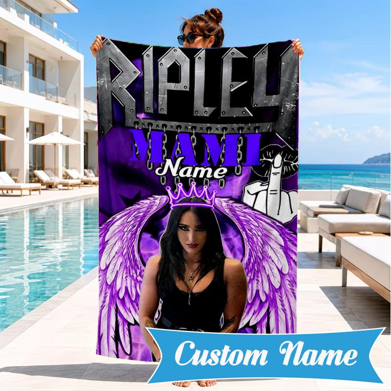 Custom Name Rhea Ripley wrestling Beach Towel Microfiber Beach Towel, Lightweight and Quick-Dry, for Summer Travel, Swimming Pool Gift