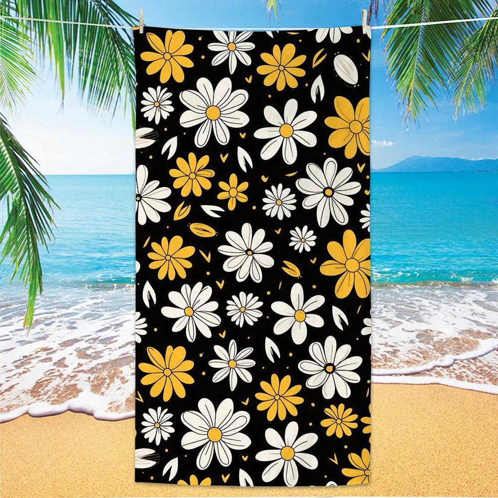 

Ins-Style Flowers Beach Towel, Digital Printing Thin Quick-Dry Anti-Sand Microfiber Lightweight for Swim Yoga Travel Gym Gift W30*H60(CM)