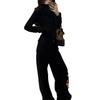 Women's Fleece-Lined Two-Piece Sports Suit - Thickened Stand Collar Cardigan & Wide-Leg Pants for Autumn & Winter