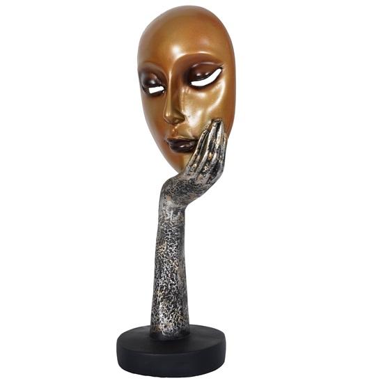 Presents New Lady Face Golden Showpiece, Perfect for Living Room, Entrance of Your Home or Office 38.1 Cm