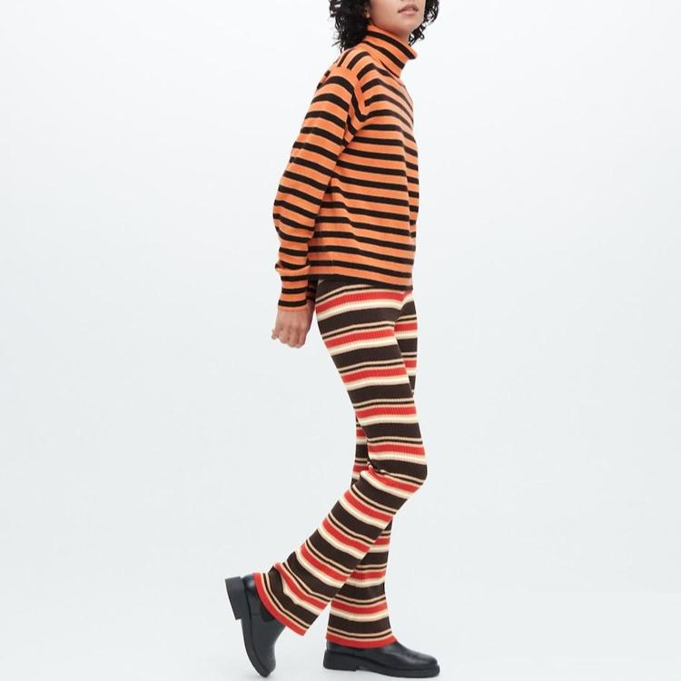UNIQLO Striped Print High Neck Pullover Cashmere Sweater Women sweater 457958-24