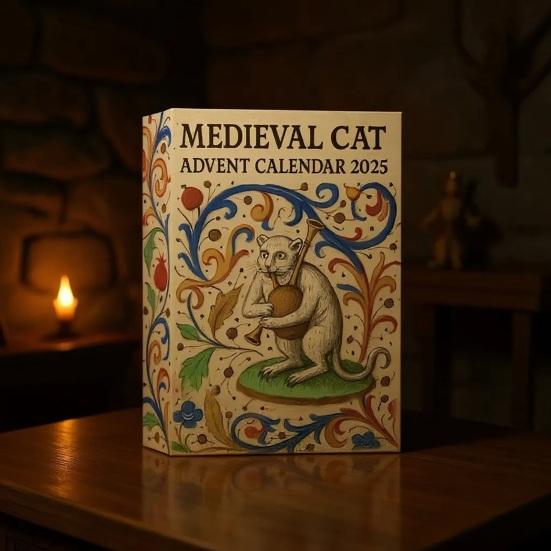 Calendar de Advent Medieval cu Pisici Numărătoare Inversă de 24 de Zile Calendar de Advent Sezonal Decorațiune cu Tematică de Crăciun Decor Cameră Copii