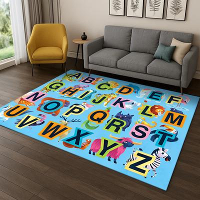 3D Frühpädagogik Buchstaben ABC Tiere Cartoon Spiel Teppich für Wohnzimmer Sofa Zuhause Schlafzimmer Dekoration, Spielzimmer Rutschfeste Matte