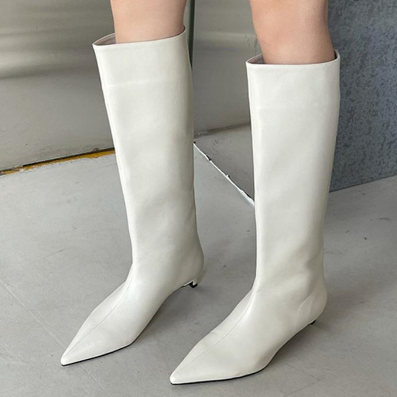 Women's Knee-high Boots Temperament Pointed Leather Boots Quality Soft Leather Slim Long Boots Fashion Designer High Heeled Boot