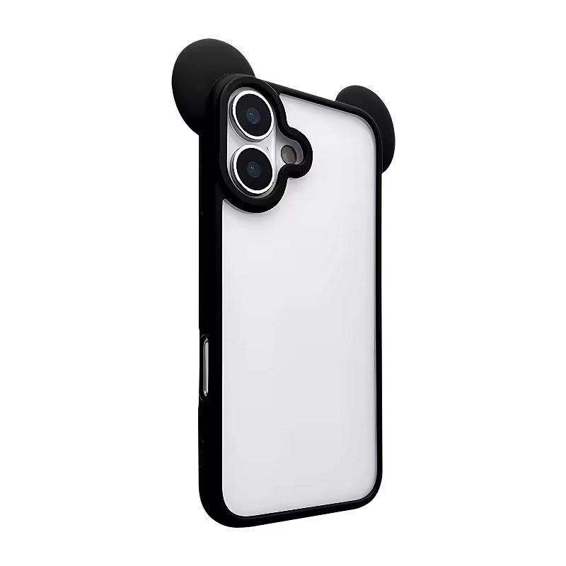 Cute 3D Animal Ears Acrylic Clear Phone Case For iPhone 17 Air 16 15 14 Plus 13 12 Pro Max Transparent Back Cover