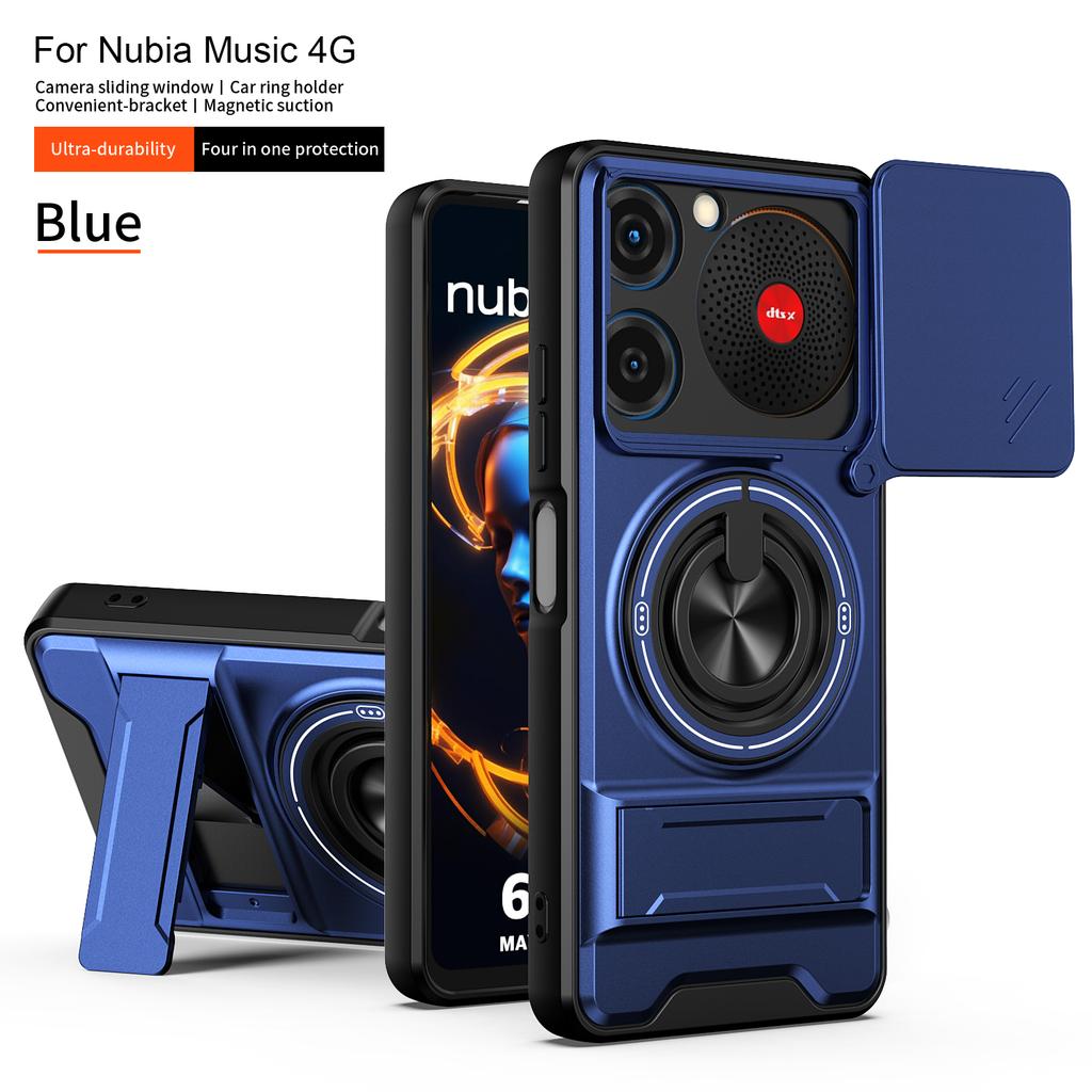 Per ZTE nubia Custodia Musica ZTE nubia Music 4G Cover Custodia Telefono Magsafe Magnetico Pieghevole Supporto Armatura Militare Custodia Protezione Fotocamera