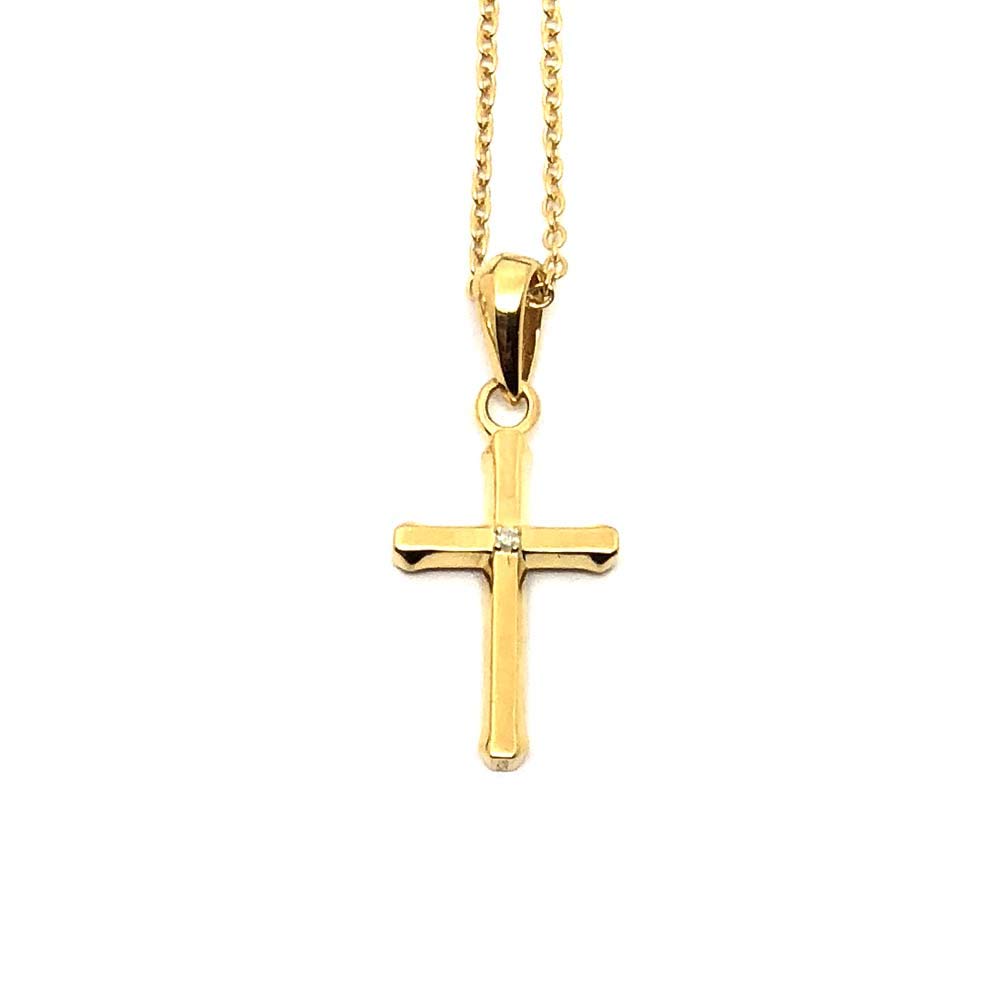 Royal Stag Zest Cross Diamond Necklace for Men and 23K Gold and 925 Sterling Silver Women, (RGP) (Size Small)