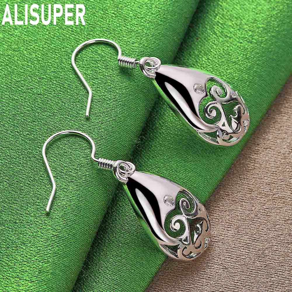 925 Sterling Silver Classic Openwork Teardrop Earrings - Stylish Evening Jewelry