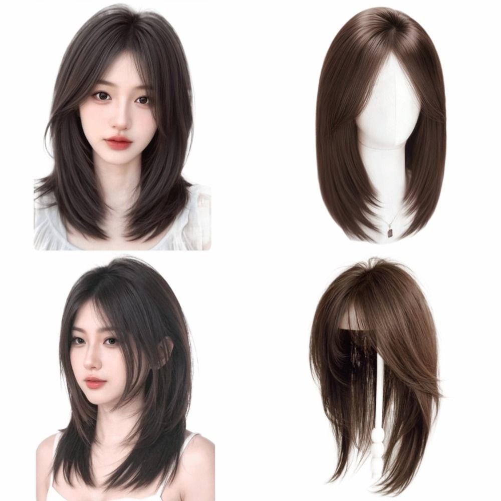 Synthetic Head Top Fake Hair Piece Hair Toppers Wigs with Bangs  Cover White Hair & Hairline