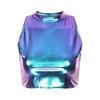 Dámsky metalický crop top s rolákom na krátky rukáv Rave Dance Lesklý bez rukávov Úzky strih Tielka Mini vesta na párty Karnevalové Kostýmy do nočného klubu