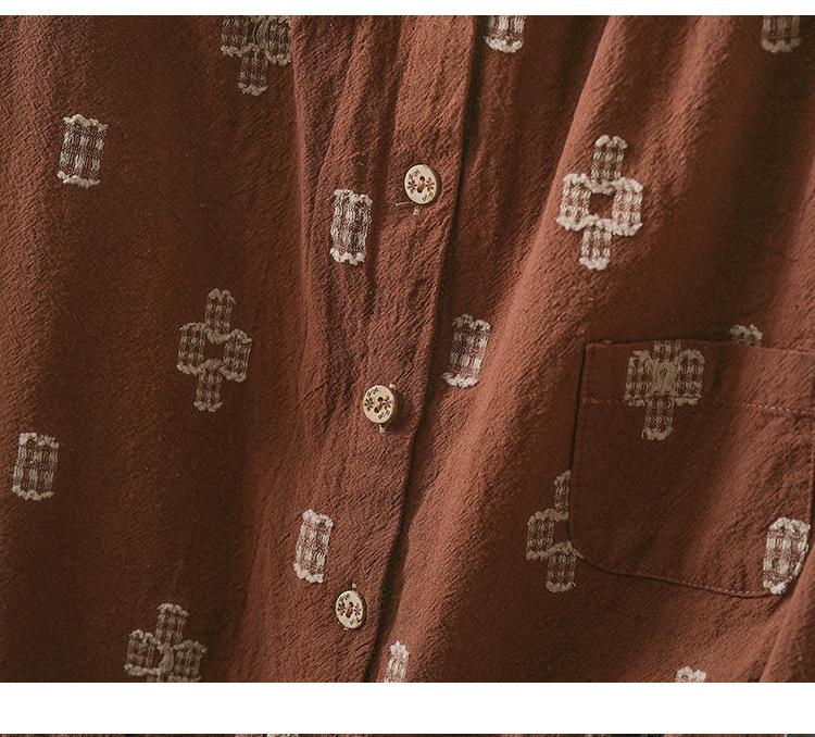 Retro Artistic Spring 2026 Long Sleeve Cotton Linen Base Layer Shirt